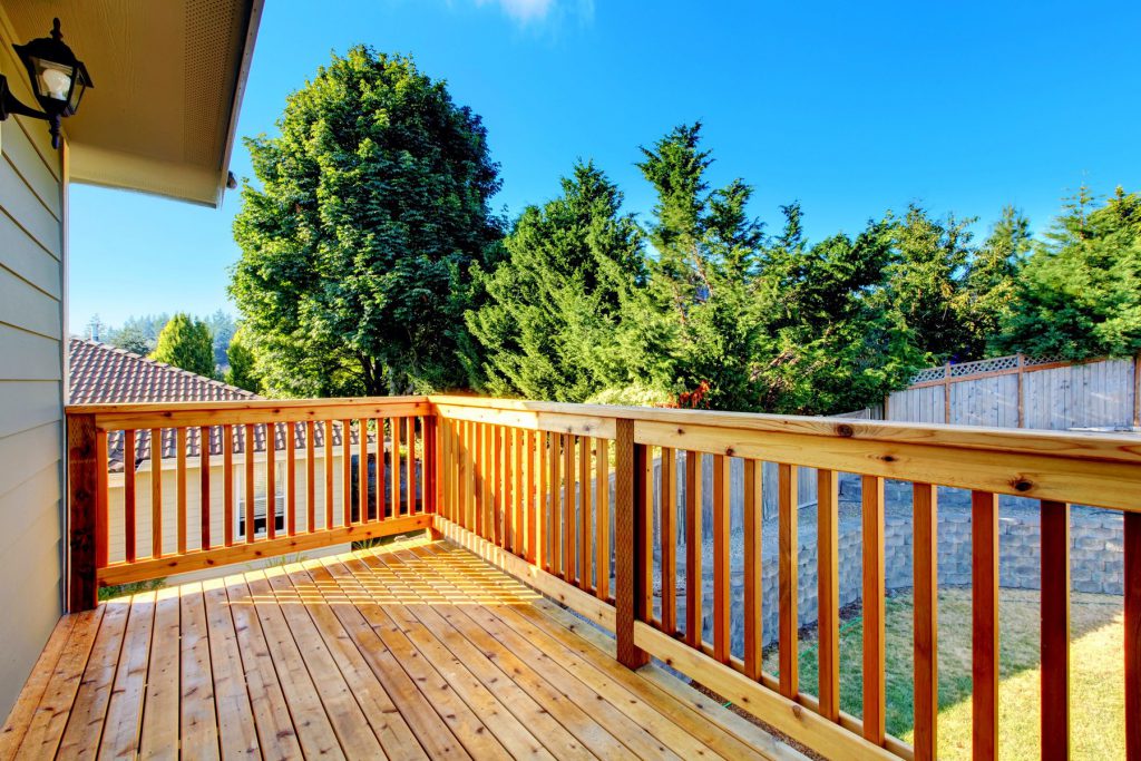A freshly stained deck with an even finish